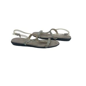 Aerosoles Silver Glitter Embellished Clear Strap Sandals Size 9 Women’s
